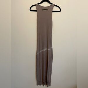Enza Costa Silk Rib Maxi Tank Dress Size XS/S in Gray with tie dye white stripe